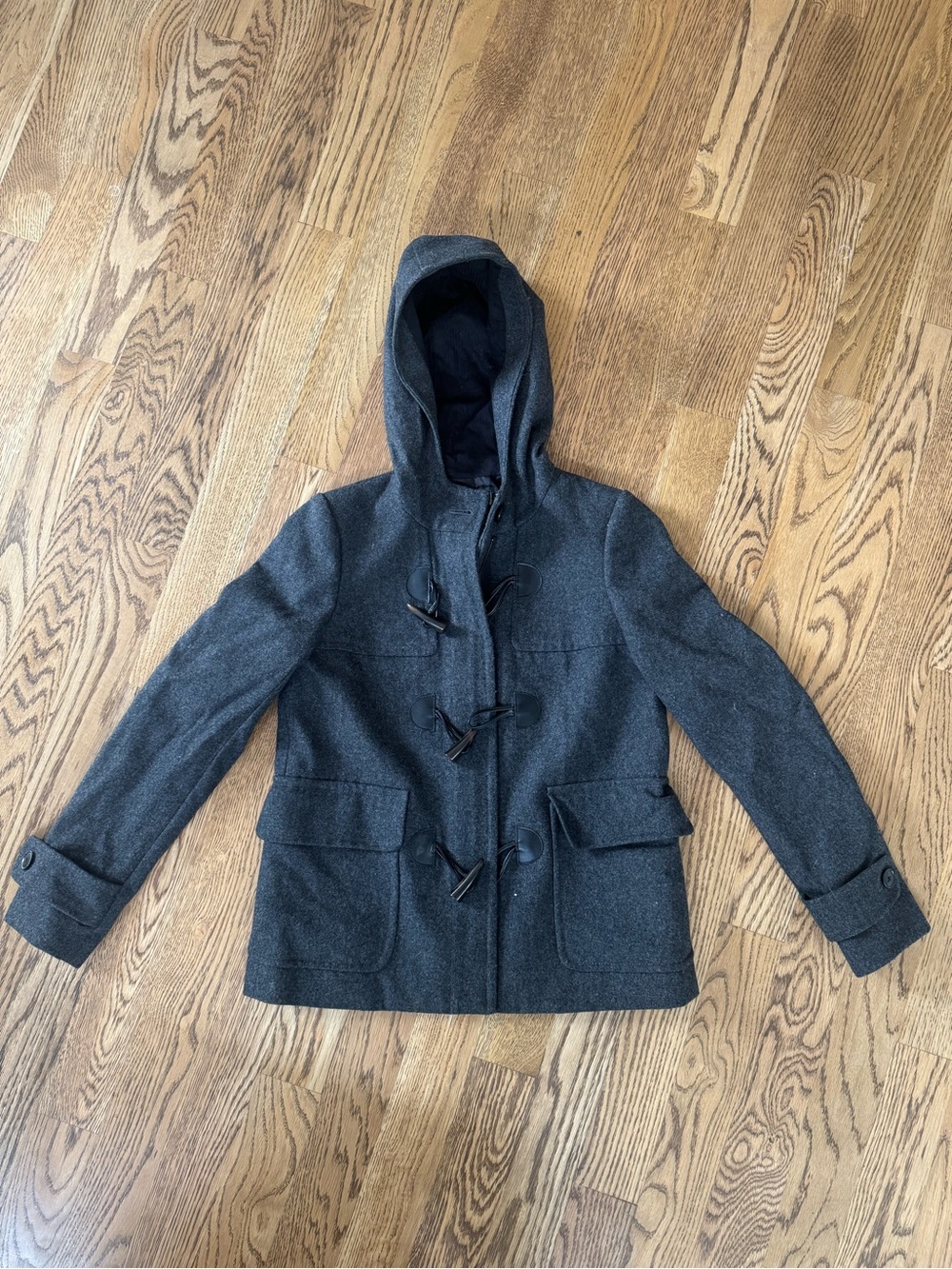 J. Crew Dark Gray Hooded Wool-Blend Coat